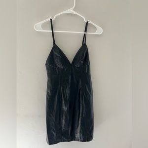 Never Warn Black Leather Lulus Dress